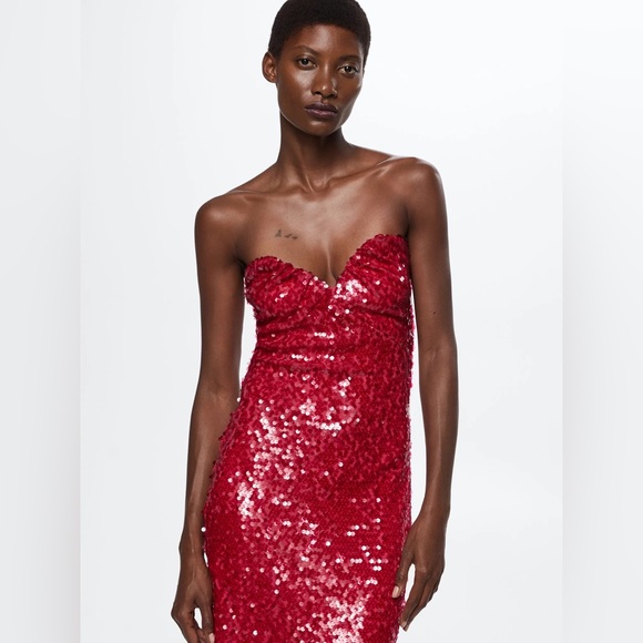 Mango Dresses & Skirts - Red/pink Sequin Dress